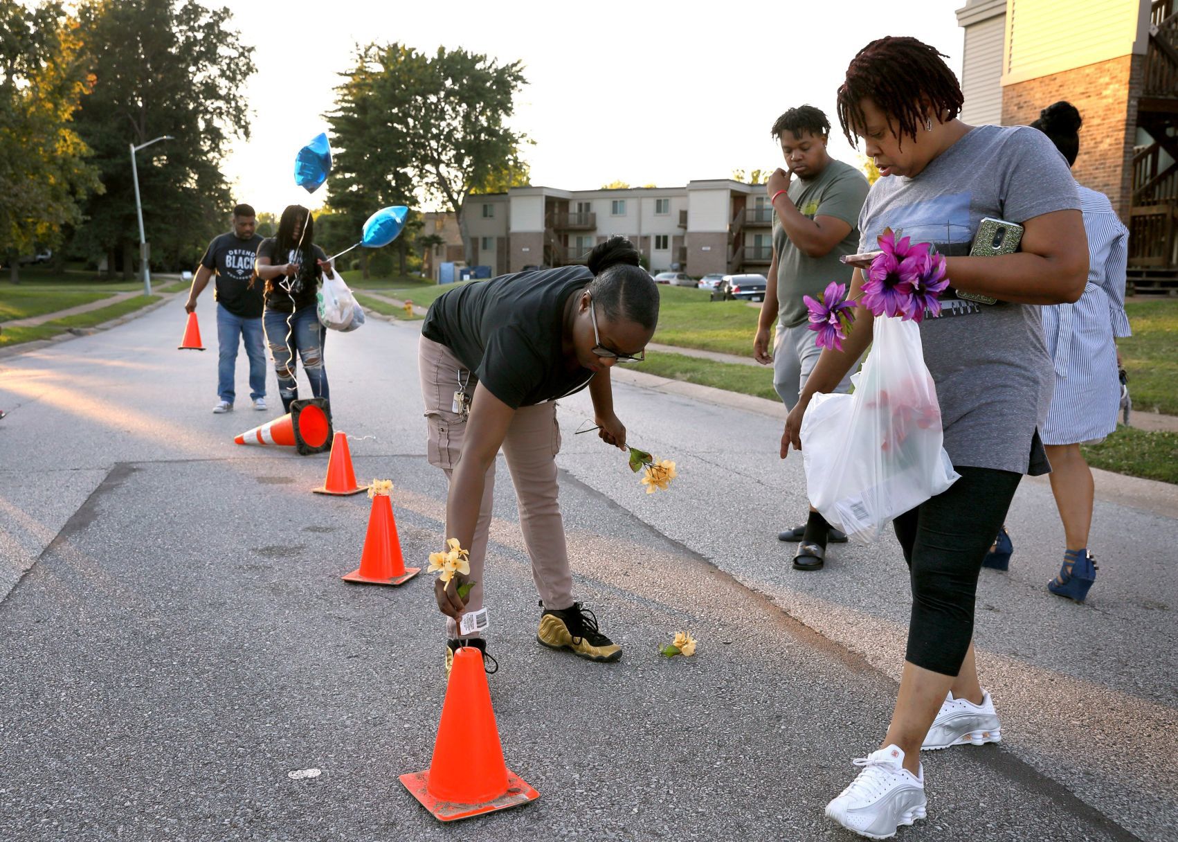 Memorial to Michael Brown rebuilt on Canfield Drive in Ferguson